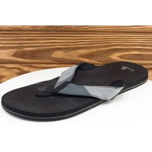 Sanuk Size 13 M Gray Flip Flop Synthetic Men Shoes